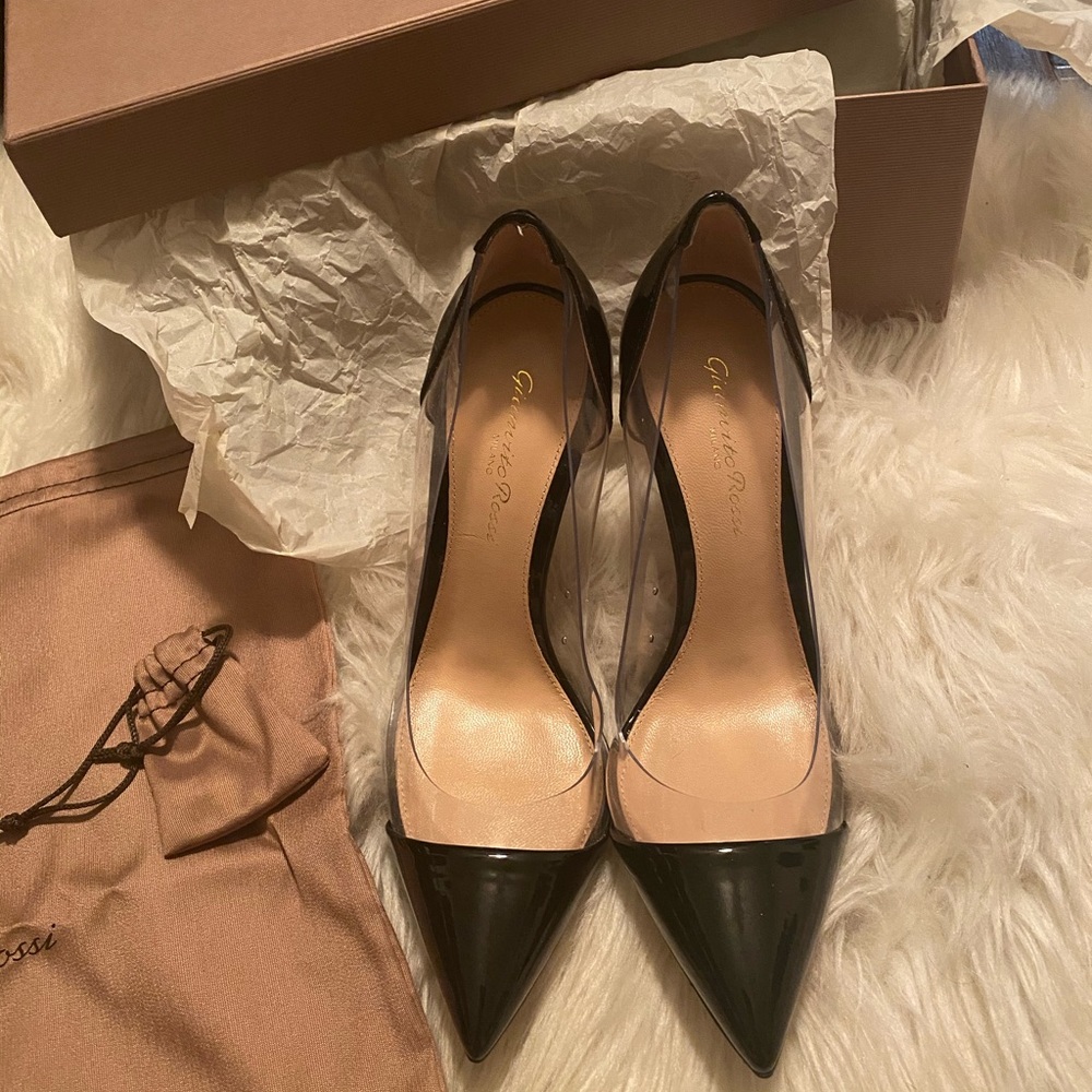 Gianvito Rossi Plexi Pump 105mm Patent Black